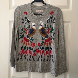 LOFT Colorful Bird Sweater